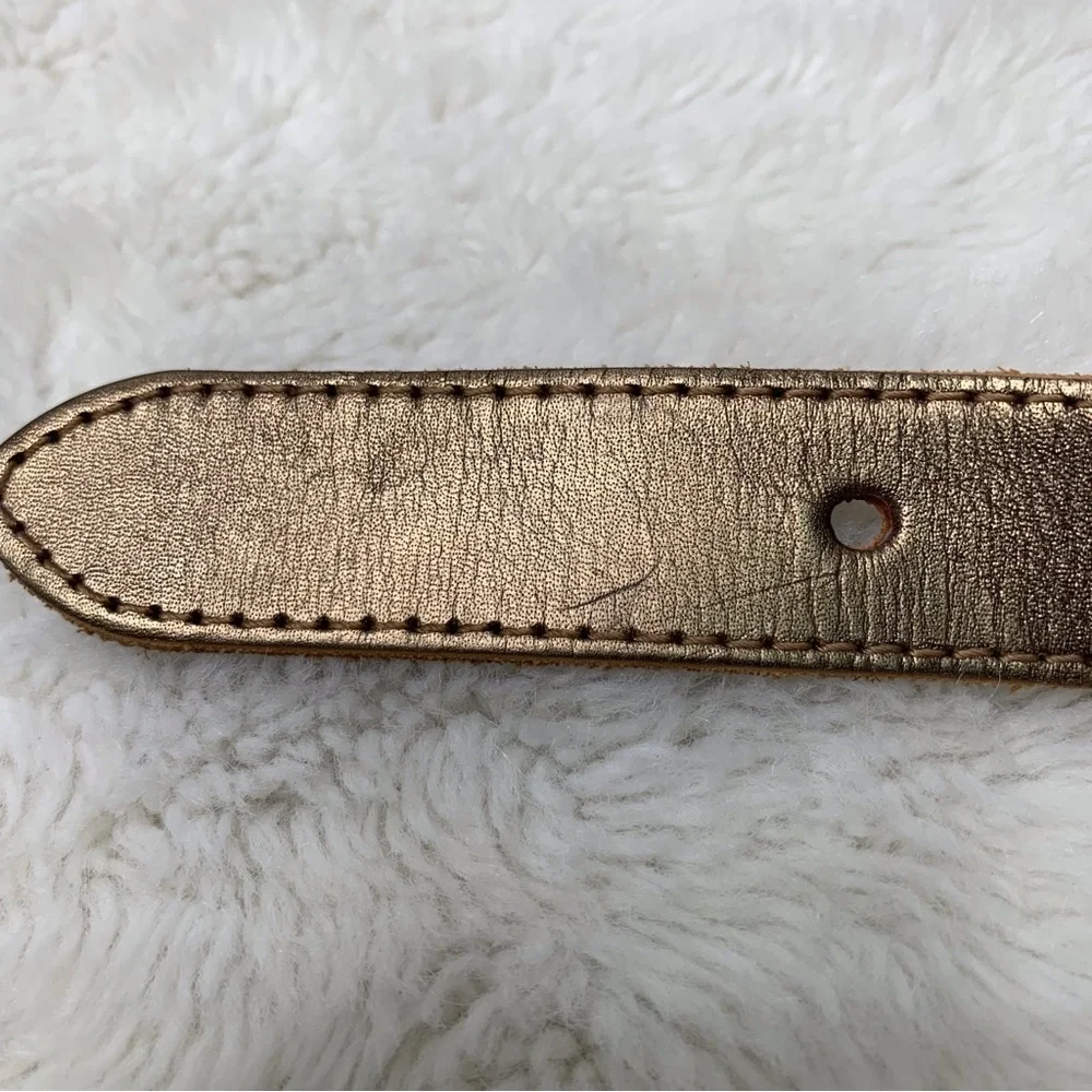 J.Jill Women's Genuine Leather Gold Belt Size Small